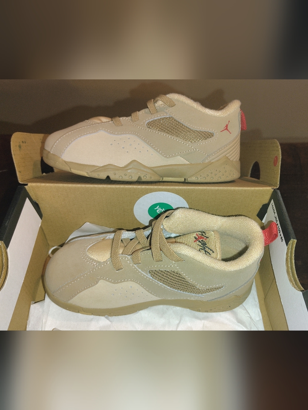 Jordan Kids' Casual Sneakers in Beige with Coral Accents